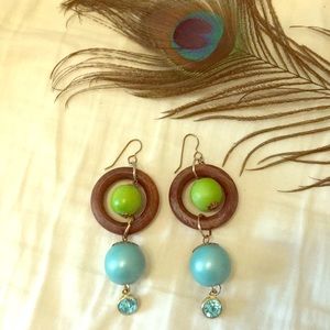 Urban Outfitters Jewelry - Urban Outfitters Green Blue Wood earrings Urban Outfitters Jewelry - Urban Outfitters Green Blue Wood earrings